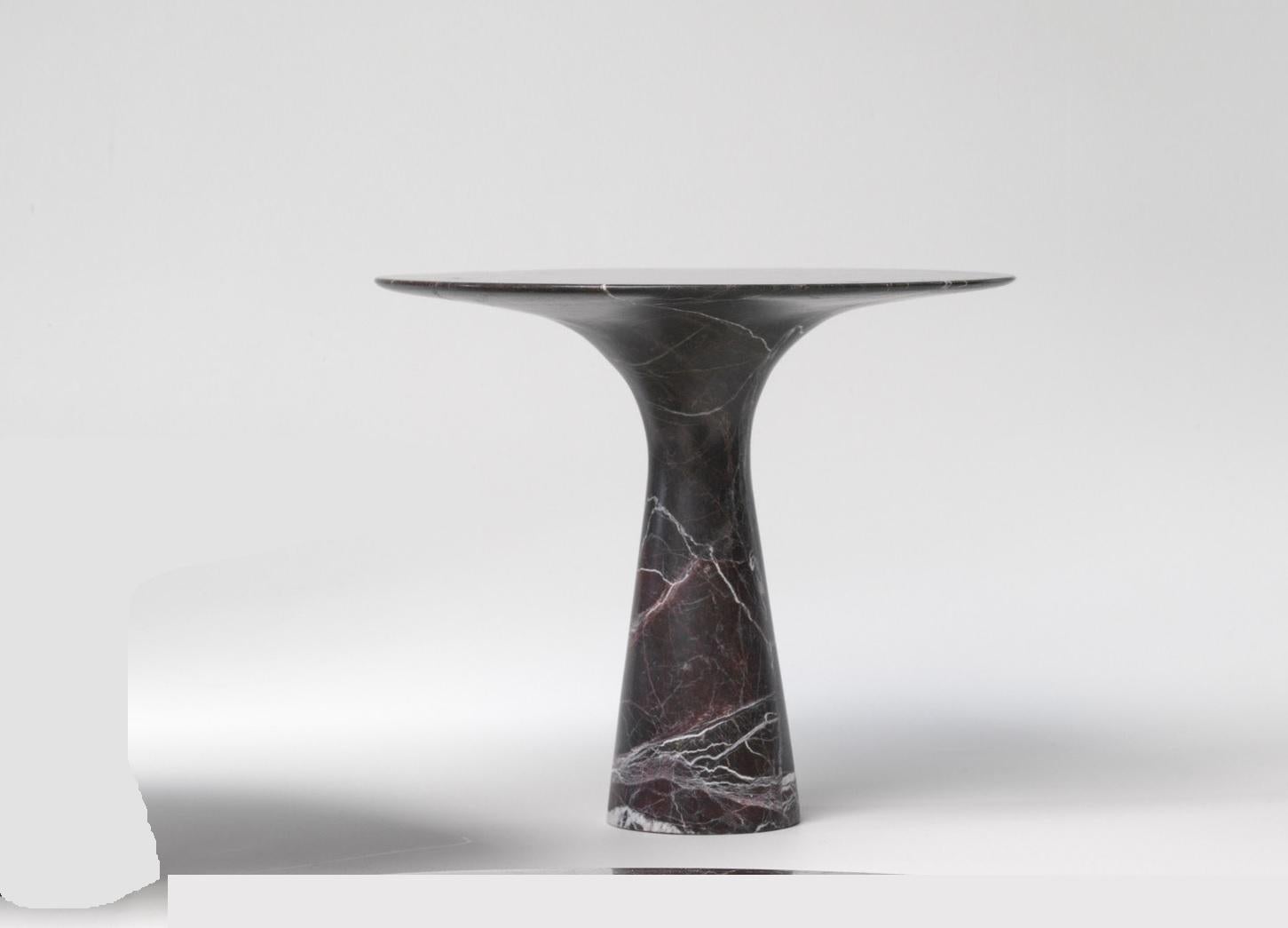 Refined Contemporary Marble 03 Rosso Levanto Marble Cake Stand
Signed by Leo Aerts.
Dimensions: Diameter 26 x H 22.5 cm 
Material: Rosso Lepanto Marble
Technique: Polished, Carved. 
Available in Marble: Kyknos, Bianco Statuarietto, Grey Saint