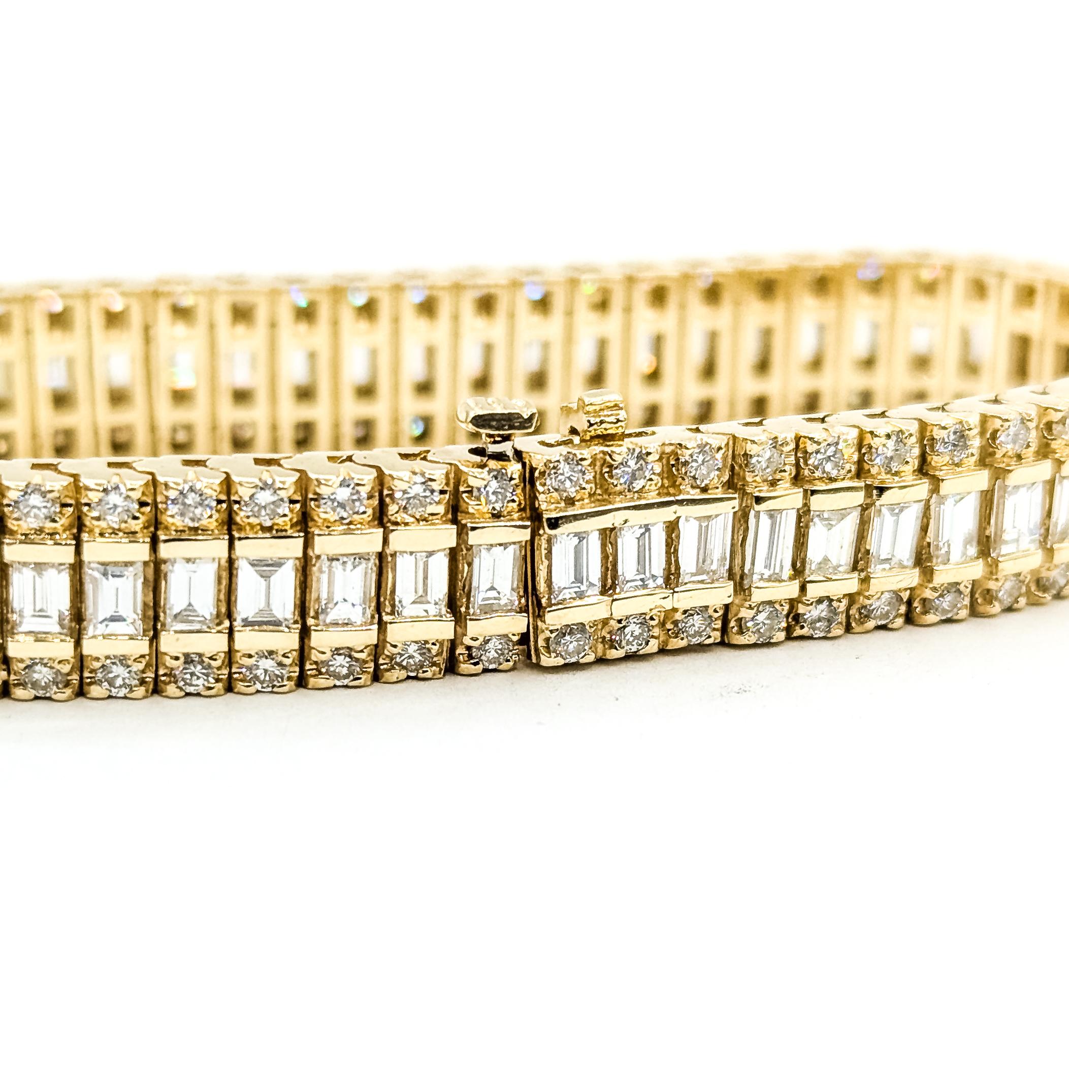 De las mujeres Pulsera Ferrocarril de Diamantes Refinados en Oro Amarillo de 14k en venta