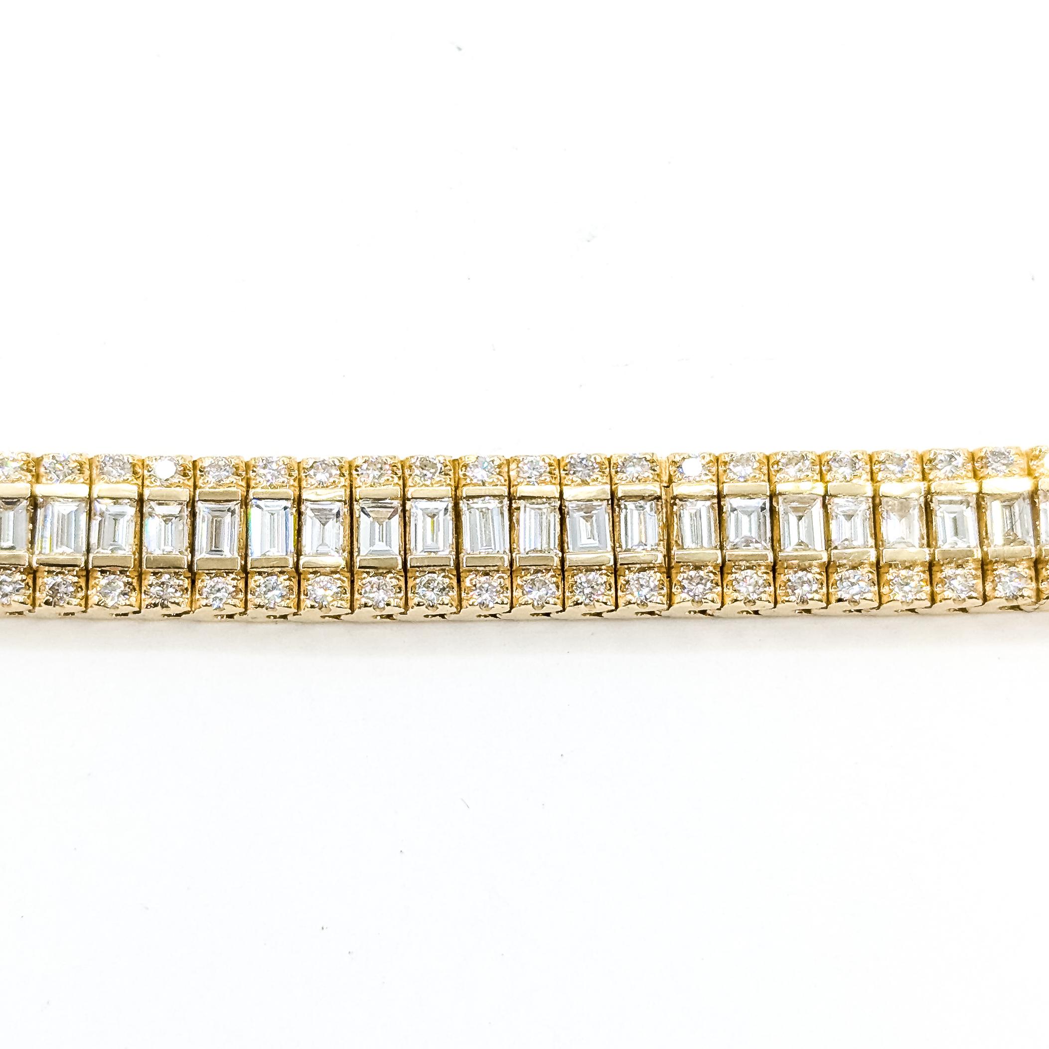 Pulsera Ferrocarril de Diamantes Refinados en Oro Amarillo de 14k en venta 1