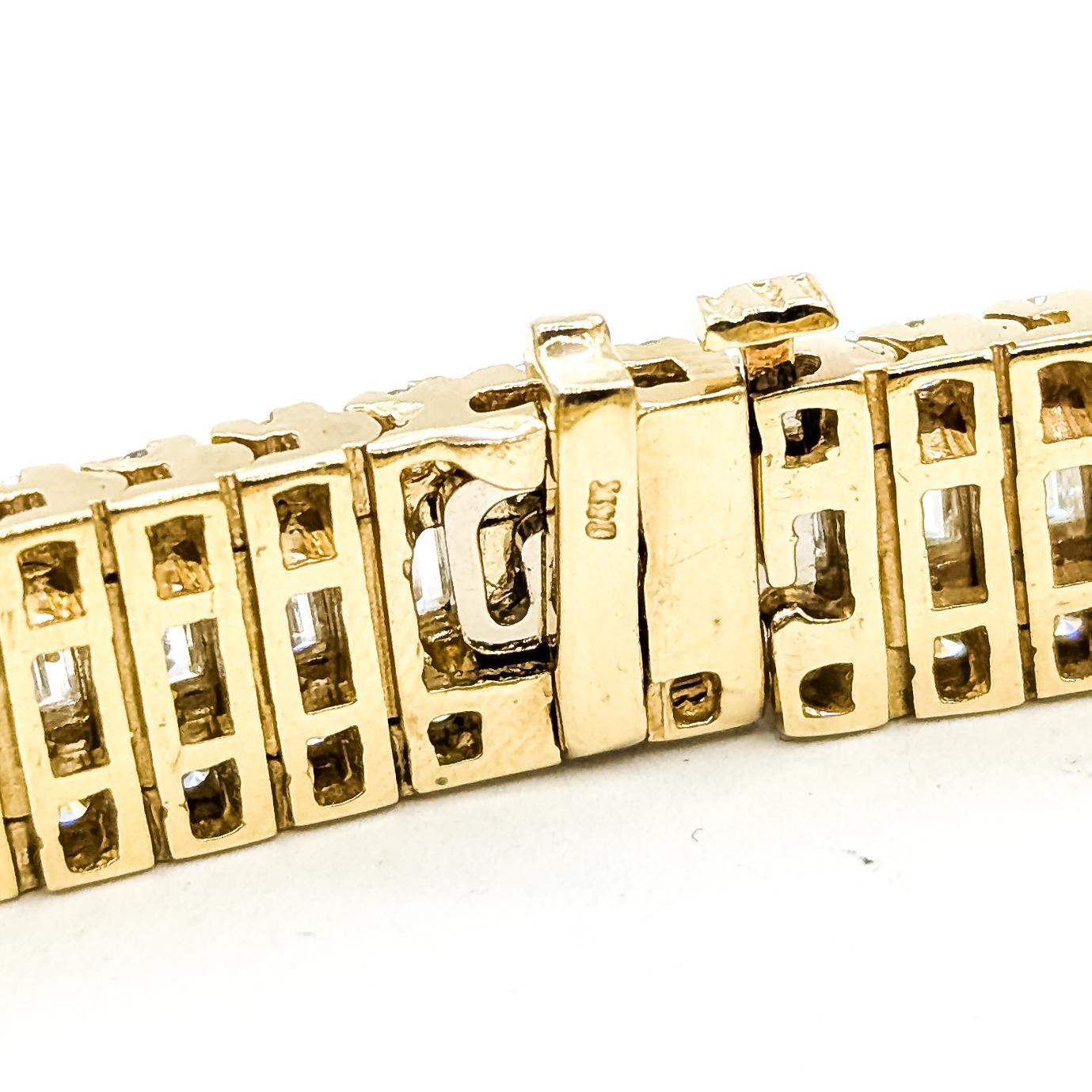 Pulsera Ferrocarril de Diamantes Refinados en Oro Amarillo de 14k en venta 2