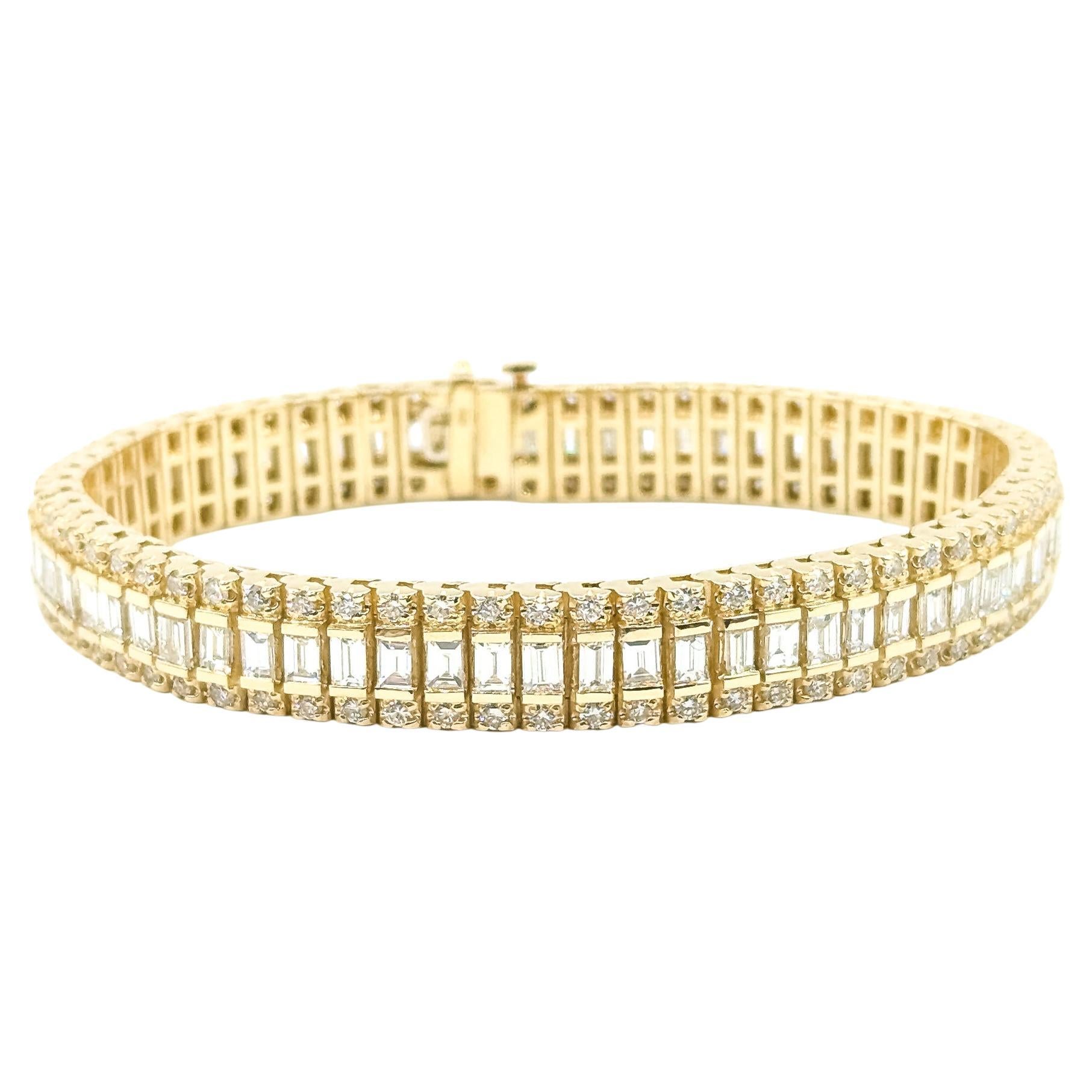 Refined Diamond Railroad Bracelet in 14k Yellow Gold