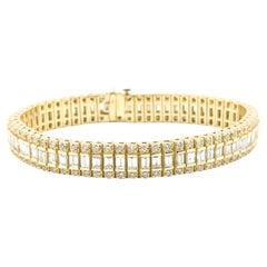 Refined Diamond Railroad Bracelet in 14k Yellow Gold