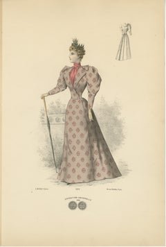 Refined Elegance: 1889 Fashion Lithograph by Michau, the Exposition Universelle