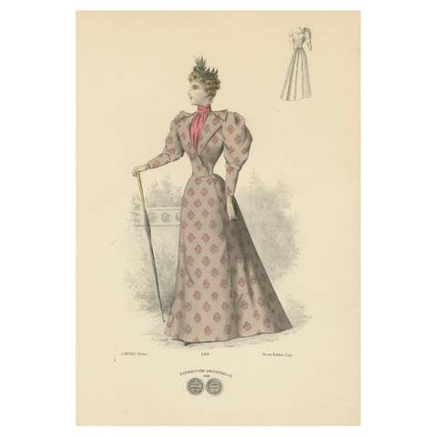 Refined Elegance: 1889 Fashion Lithograph by Michau, the Exposition Universelle