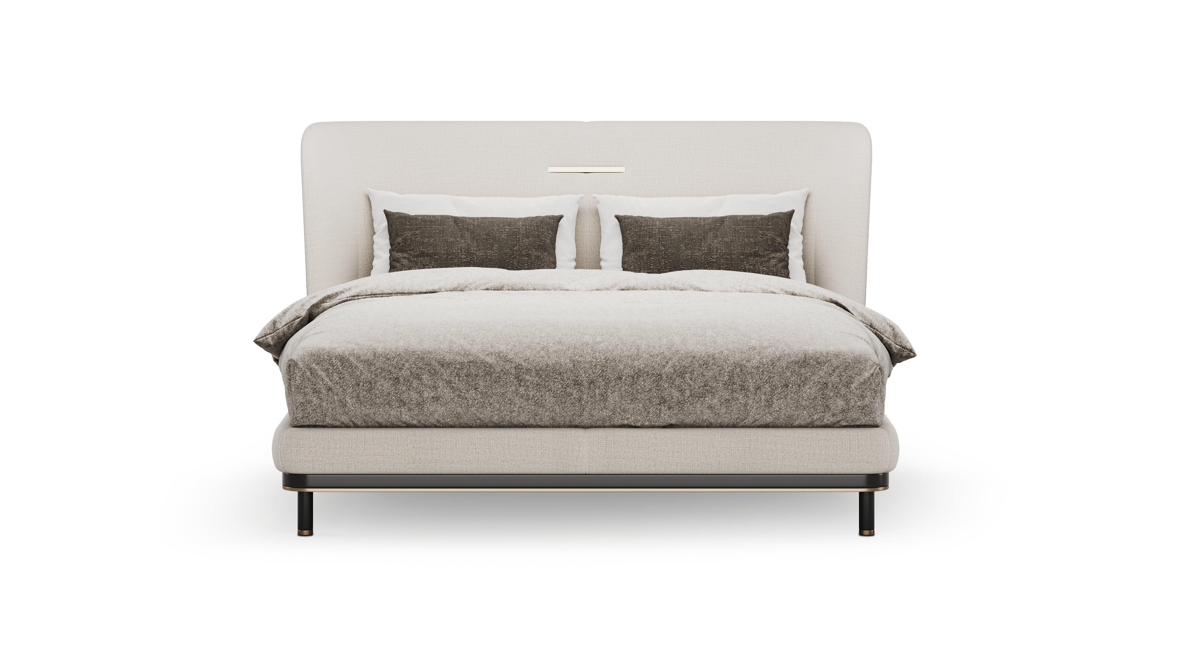 Mid-Century Modern Refined Elysian Bed with Charcoal Headboard For Sale