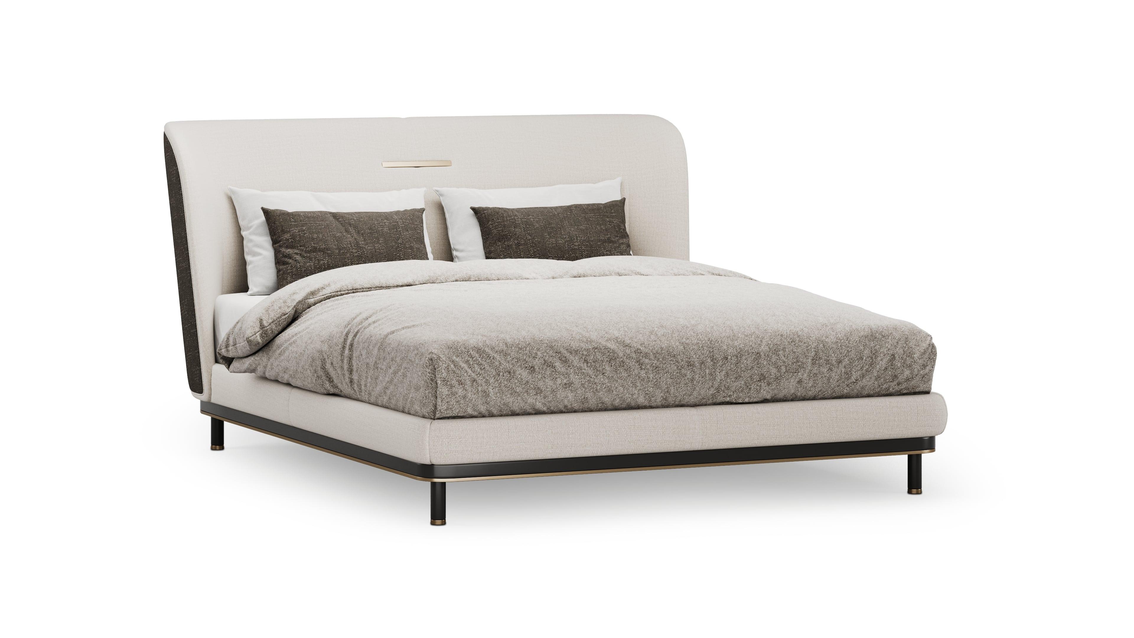 Portuguese Refined Elysian Bed with Charcoal Headboard For Sale
