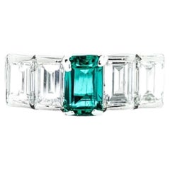 Refined Emerald & Diamond Ring in Platinum