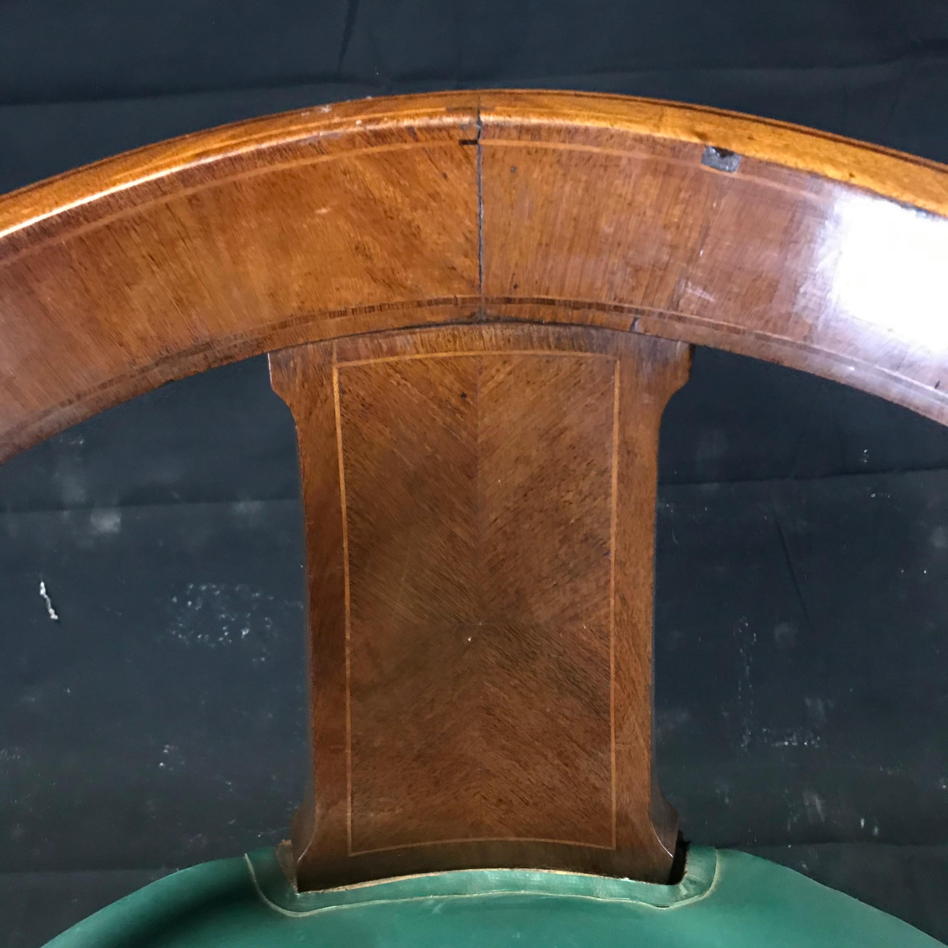 Refined French Walnut Louis XVI Leather Desk or Boudoir Chair 4