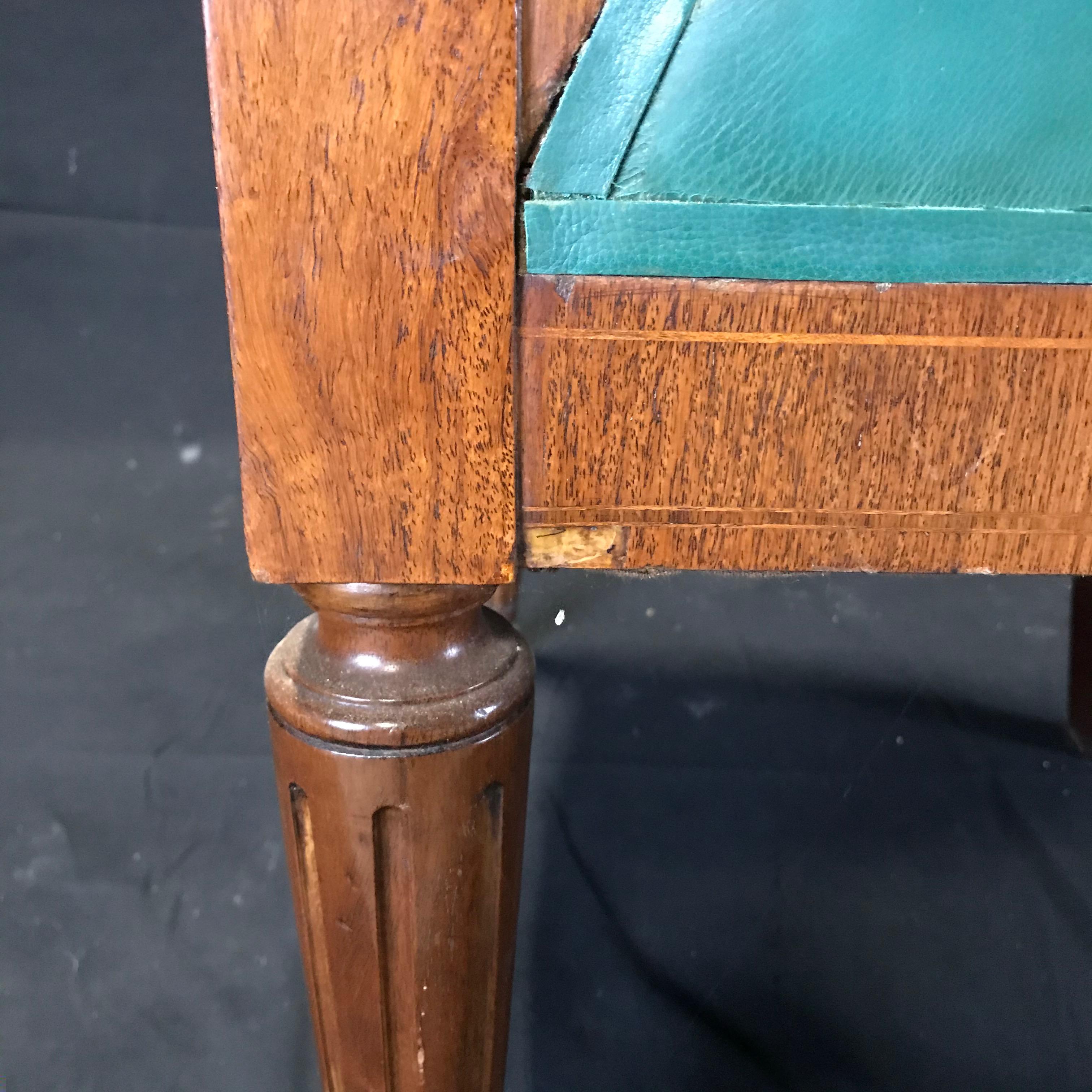Refined French Walnut Louis XVI Leather Desk or Boudoir Chair 6