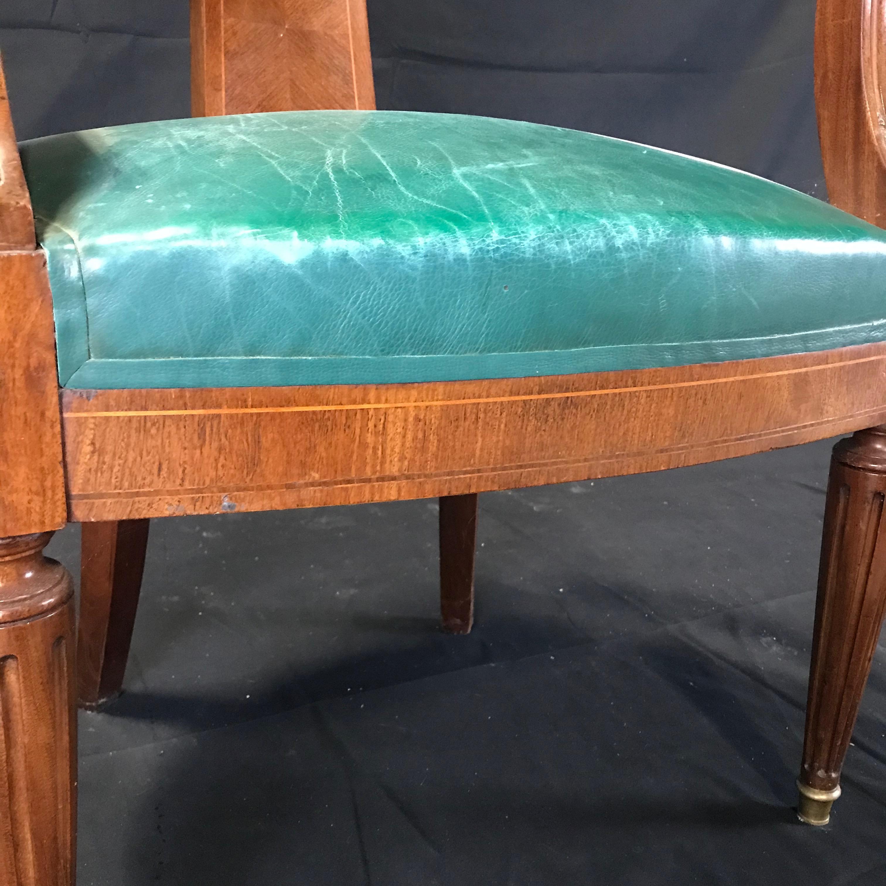 19th Century Refined French Walnut Louis XVI Leather Desk or Boudoir Chair