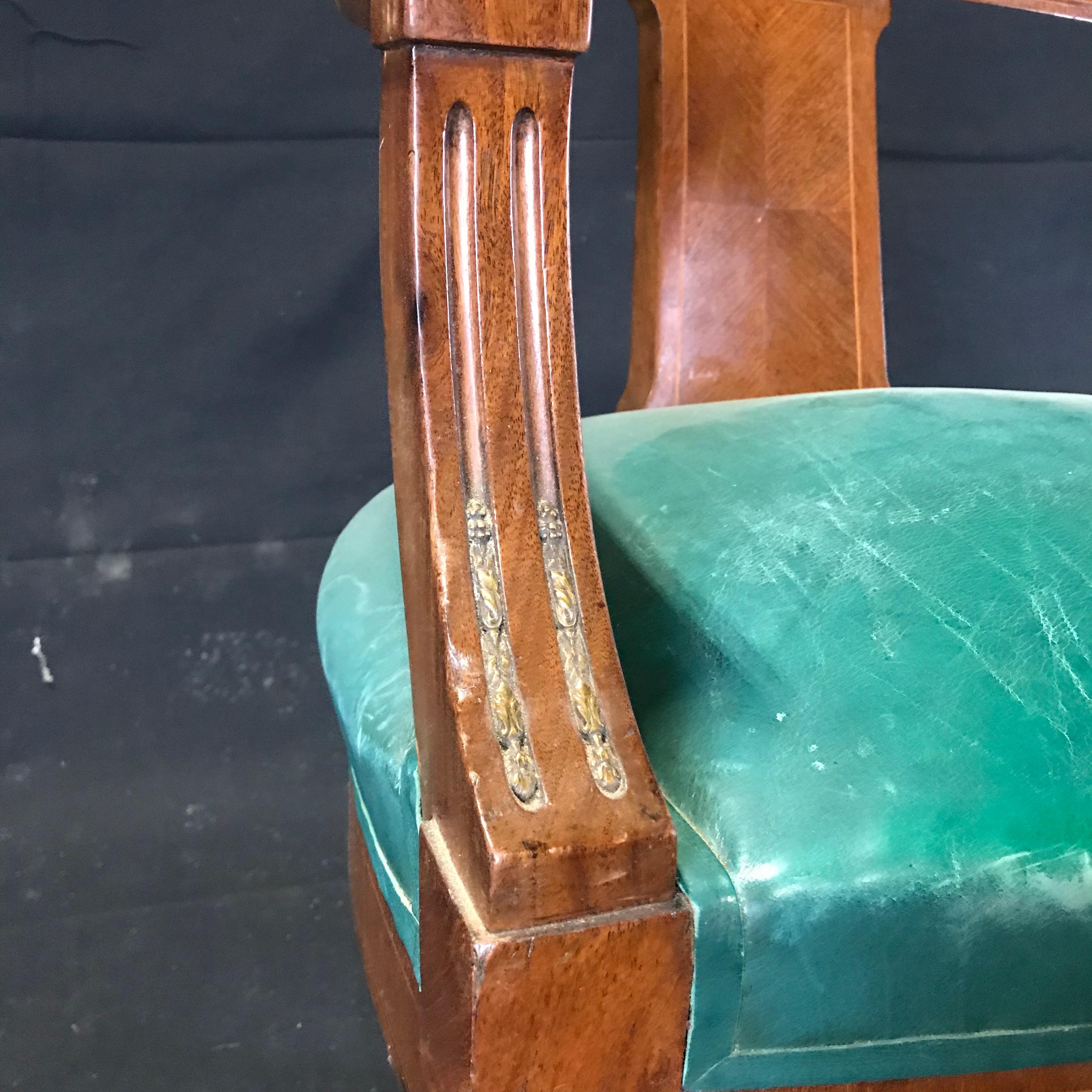 Refined French Walnut Louis XVI Leather Desk or Boudoir Chair 1