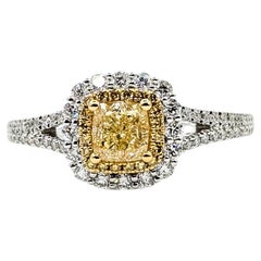 Refined Halo Diamond Ring in 18k white gold