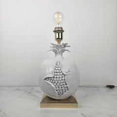 Refined Italian Sculptural Ceramic Table Lamp on Gilt Base — Early 1970s