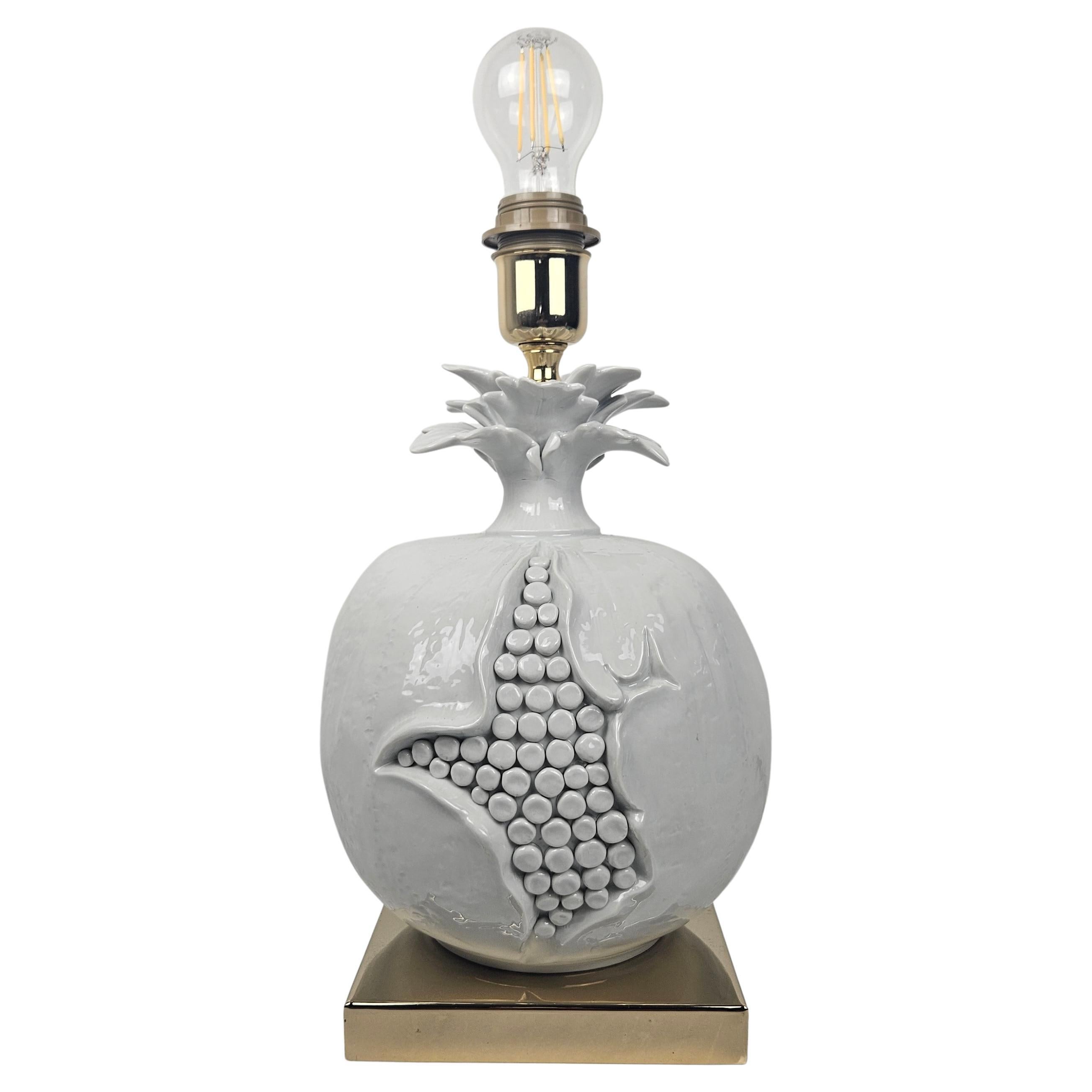 Refined Italian Sculptural Ceramic Table Lamp on Gilt Base — Early 1970s For Sale