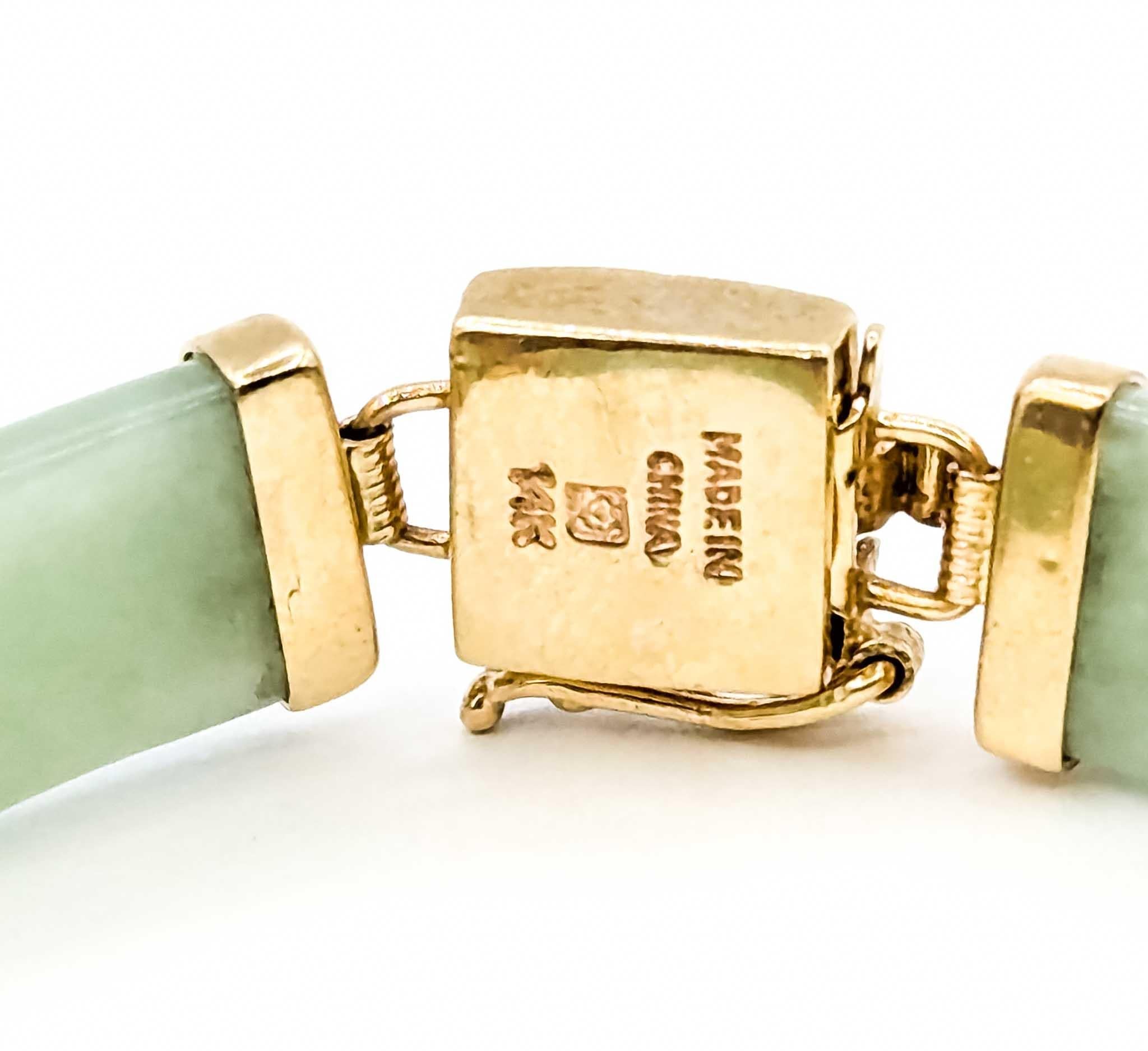 Bracelet à maillons en or jaune 14k et jade raffiné en vente 2