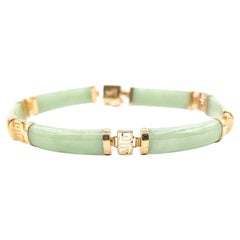 Bracelet à maillons en or jaune 14k et jade raffiné