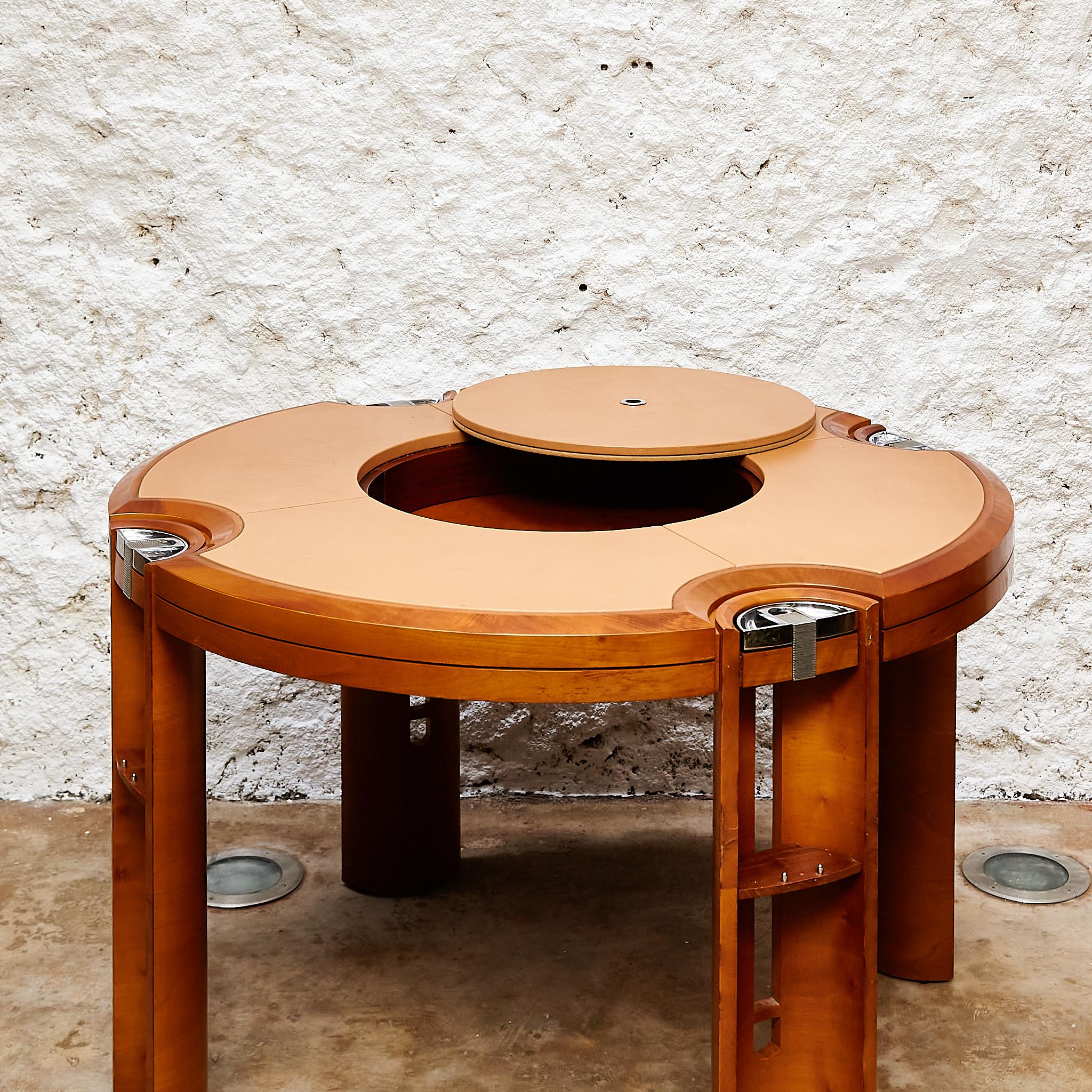 Refined 'Jocker' Poker Table by Jamie Tresserra - Wood, Metal & Leather Fusion In Good Condition In Barcelona, Barcelona