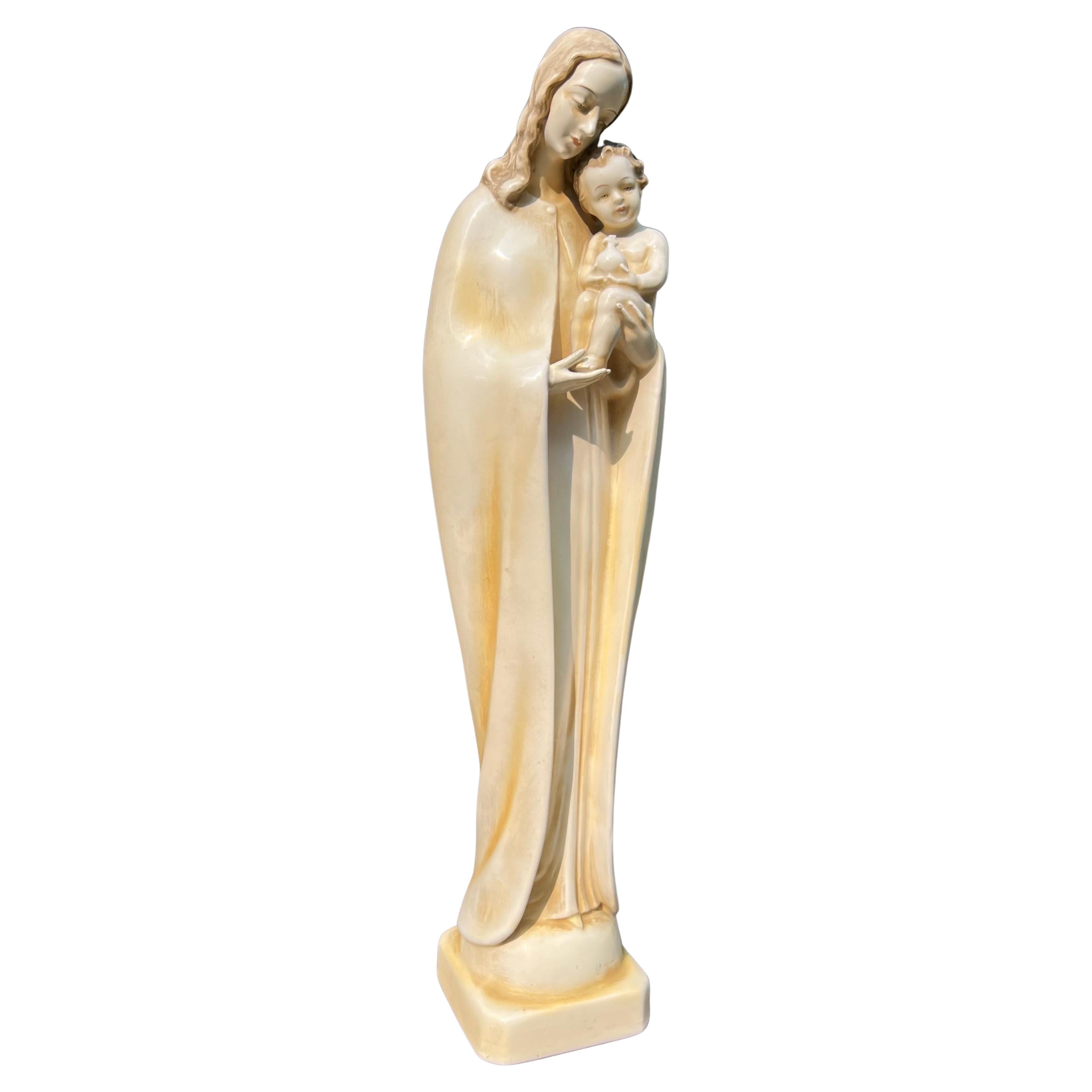 Refined Madonna and Child Statue – c. 1950 – West Germany – Signed HM