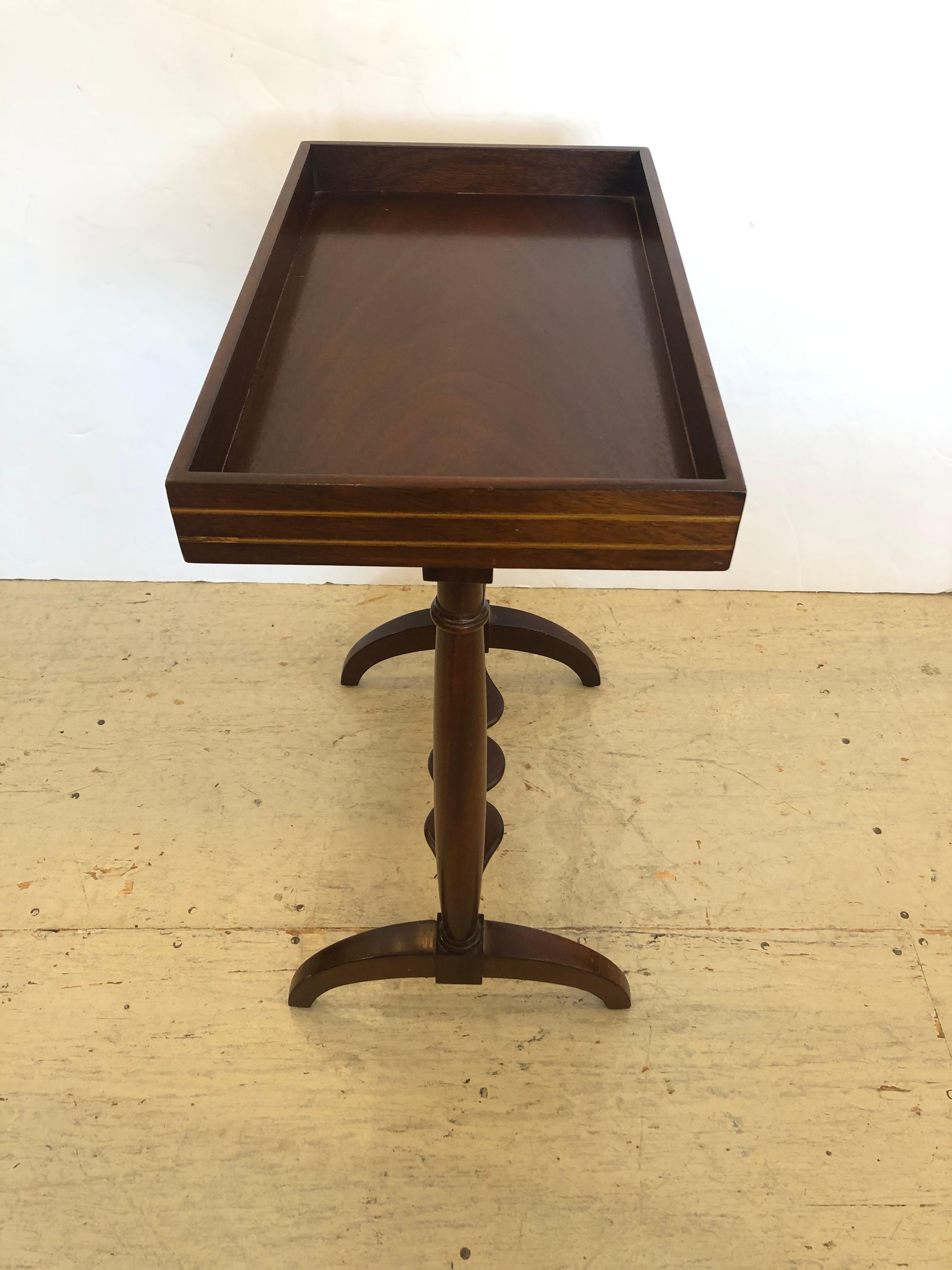 Late 20th Century Refined Mahogany Rectangular Small End Table with Banded Inlay For Sale