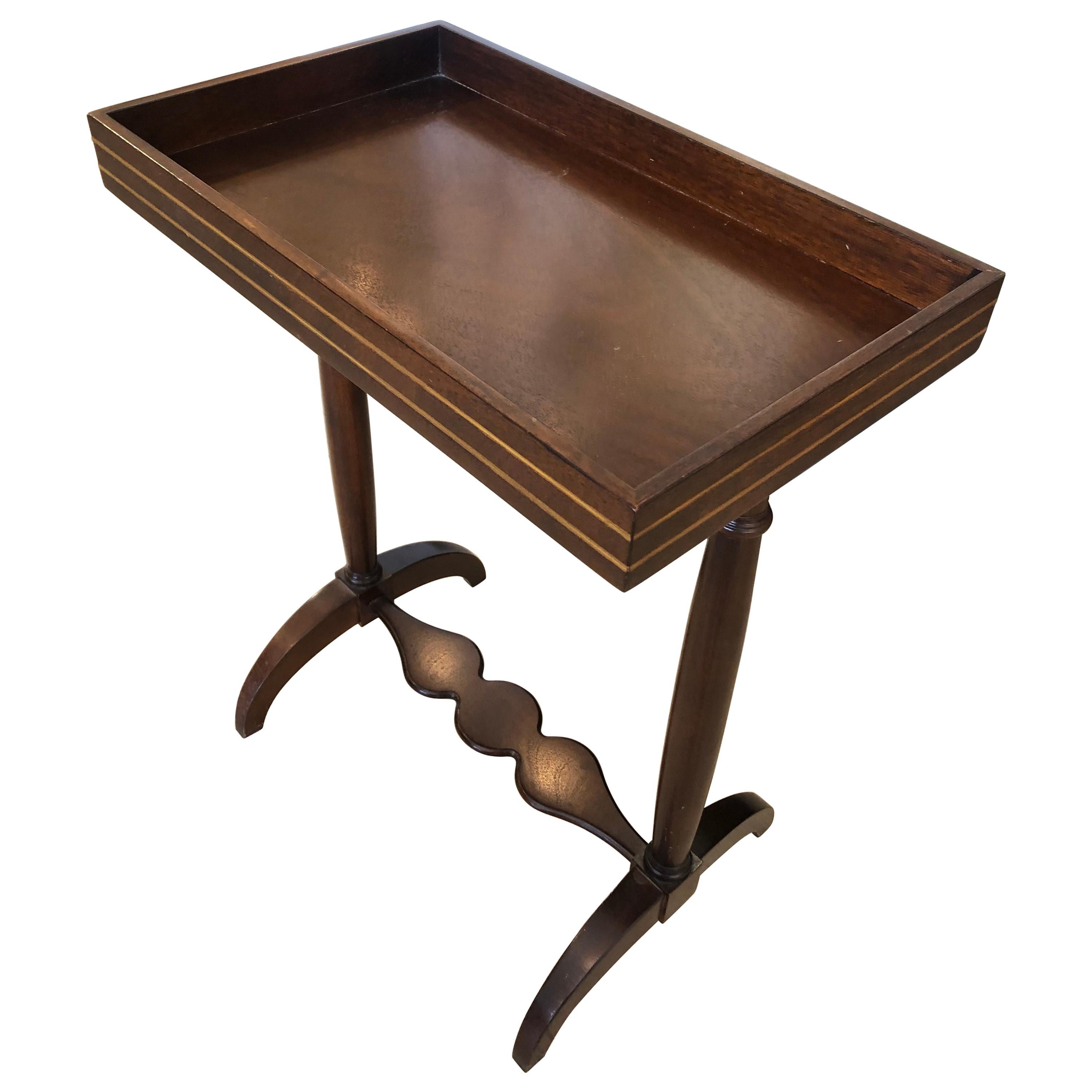 Refined Mahogany Rectangular Small End Table with Banded Inlay For Sale