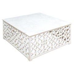 Vintage Refined Marble Cocktail Table With Pierced Honeycomb Decoration