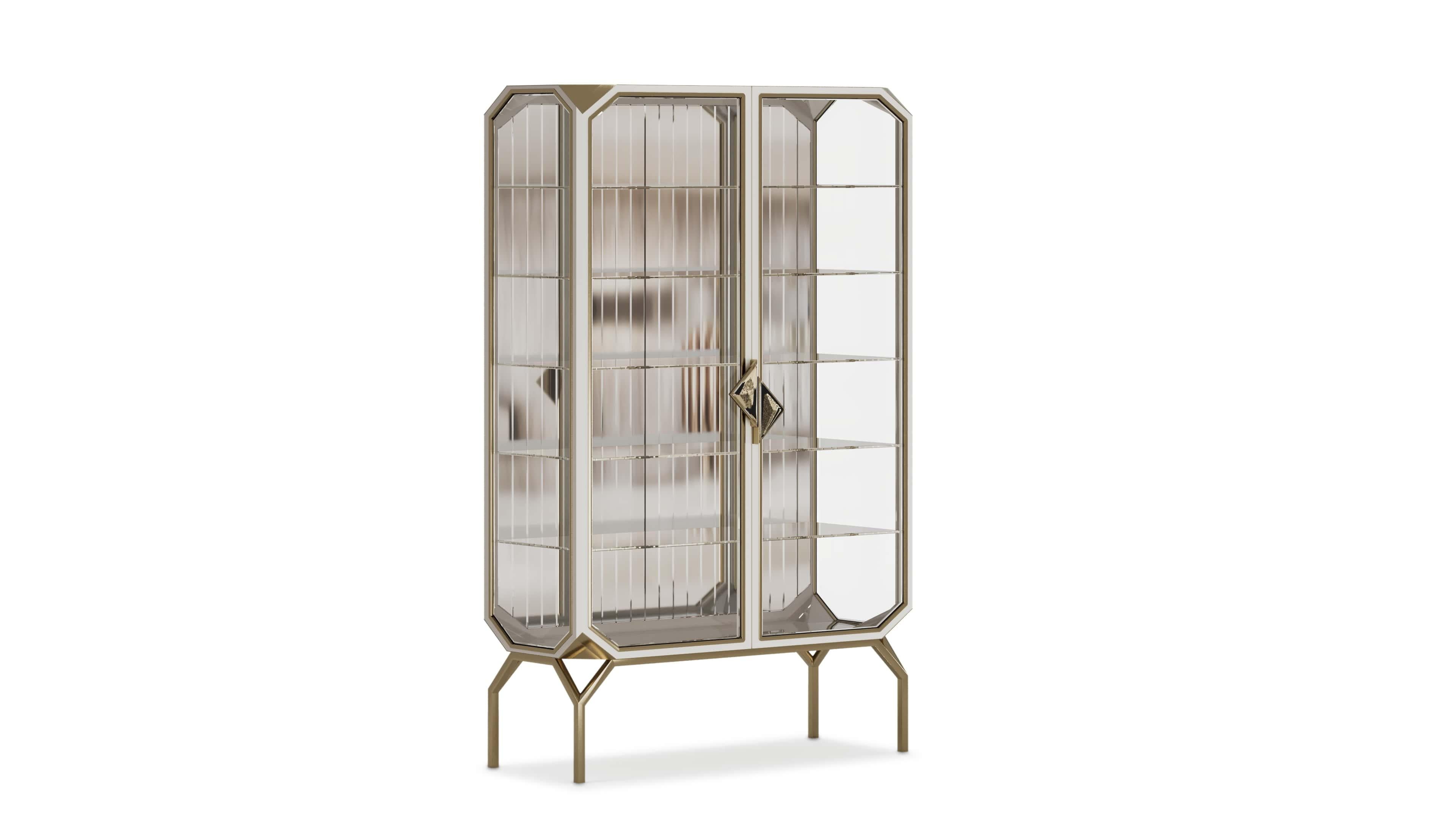 Refined Mejhal Display Cabinet With Glass Doors And Shelves Moderno de mediados de siglo en venta