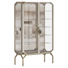 Refined Mejhal Display Cabinet With Glass Doors And Shelves