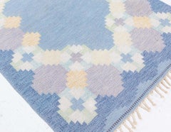 Raffinato tappeto scandinavo a trama piatta in stile Mid-Century di Ingegerd Silow