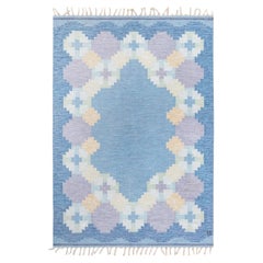 Raffinato tappeto scandinavo a trama piatta in stile Mid-Century di Ingegerd Silow
