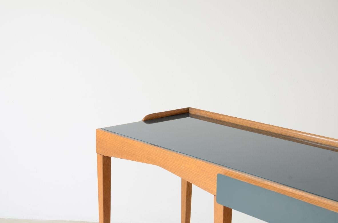 Mid-Century Modern Gio Ponti, unique consolle table with opaline glass top 
