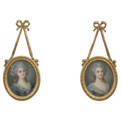 Refined Pair of 19th-Century French Pastel Portraits in Louis XVI-Style Frames