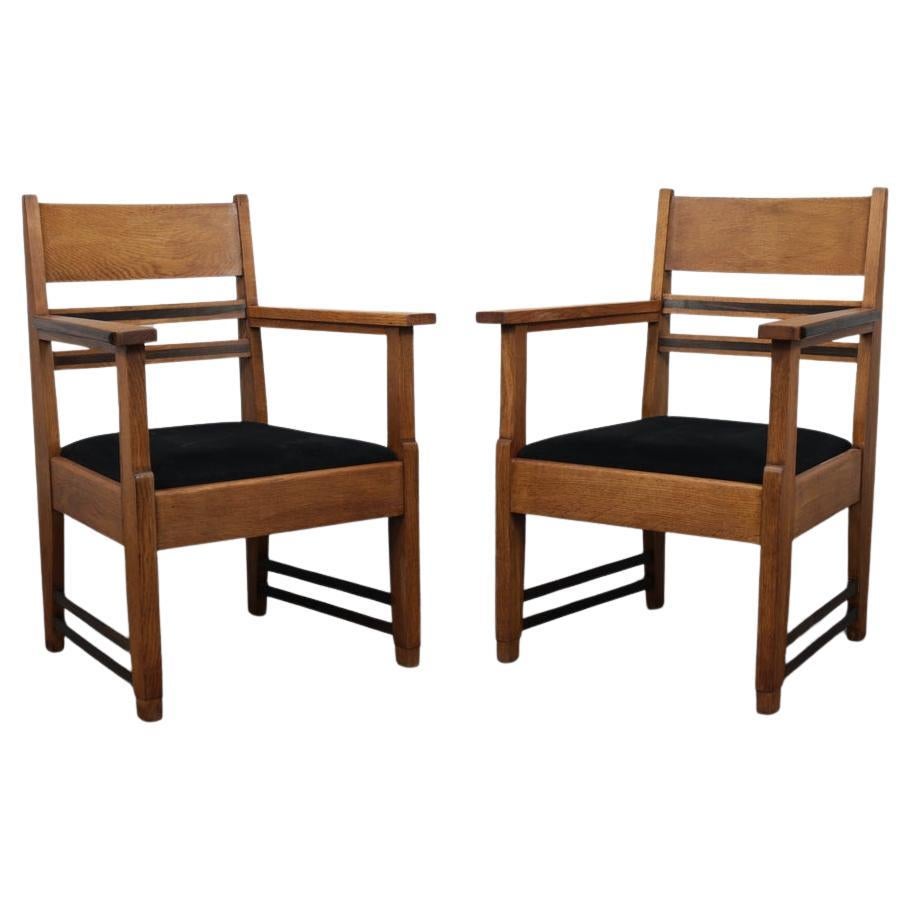 Refined Pair of Art Deco Armchairs, Attributed to L.O.V. Oosterbeek, 1930s For Sale