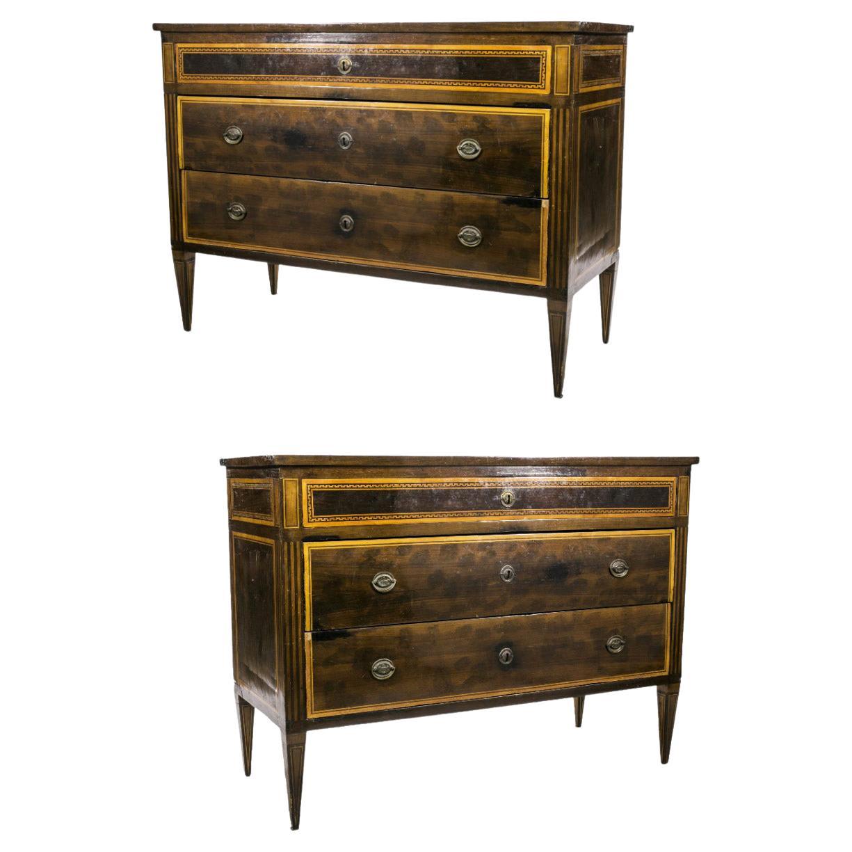 Refined Pair of Dressers Louis XVI of High Ebonisteria All Original of the 700' For Sale