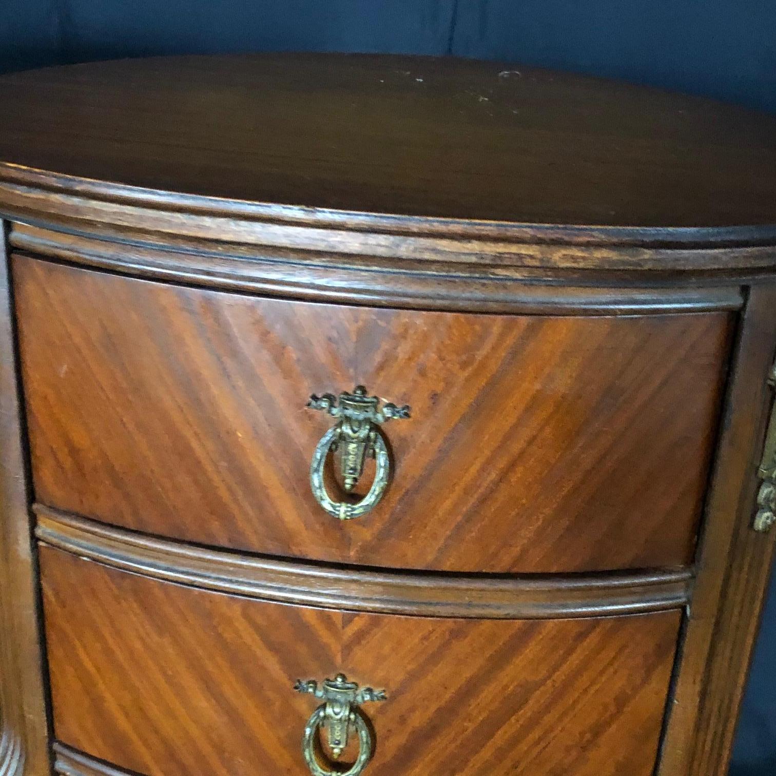 Brass Refined Pair of French Louis XV Style Nightstands