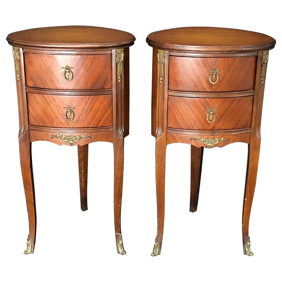 Refined Pair of French Louis XV Style Nightstands