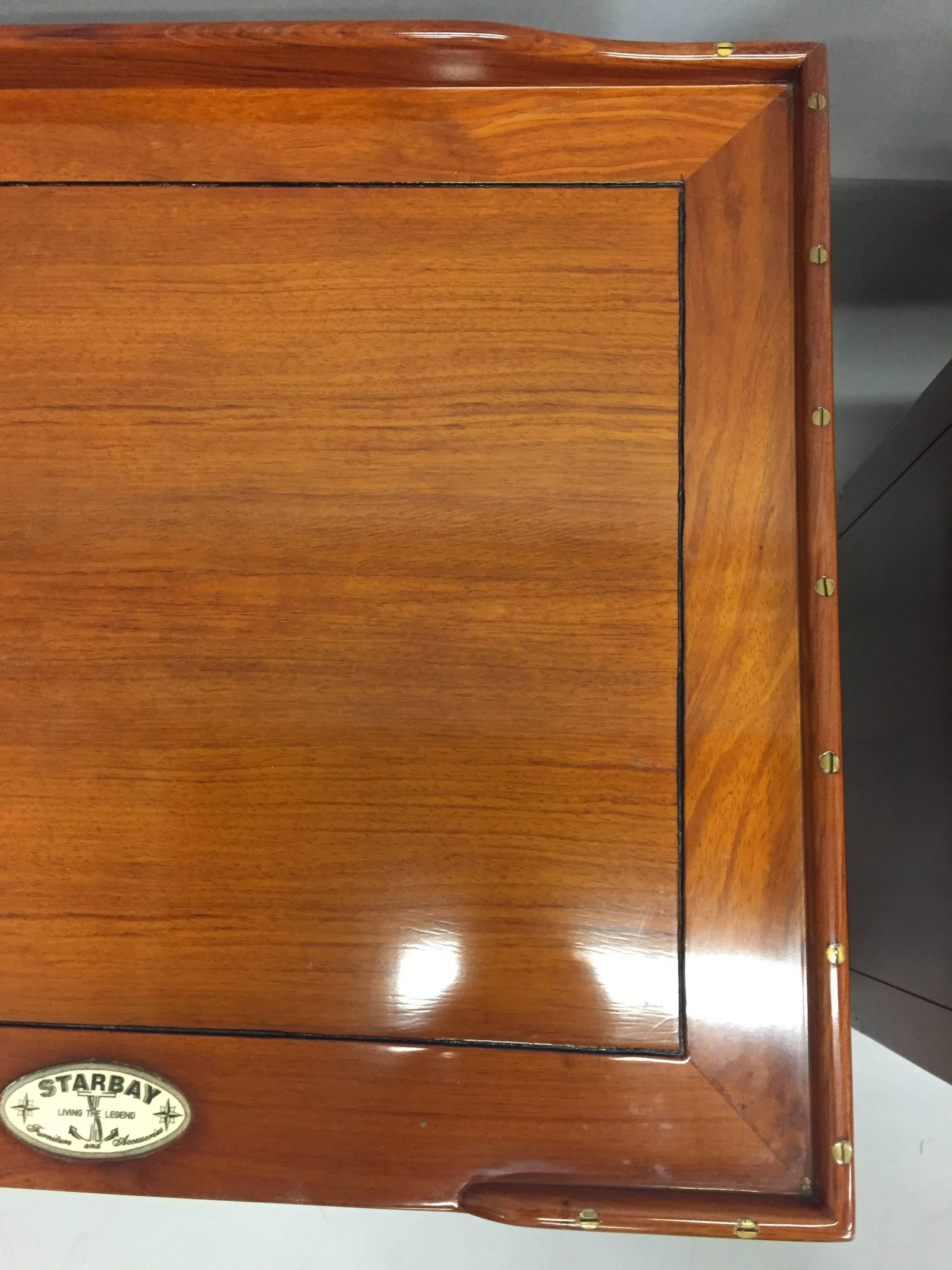 Refined Pair of Mahogany Campaign Style Nightstands Chests In Excellent Condition In Hopewell, NJ