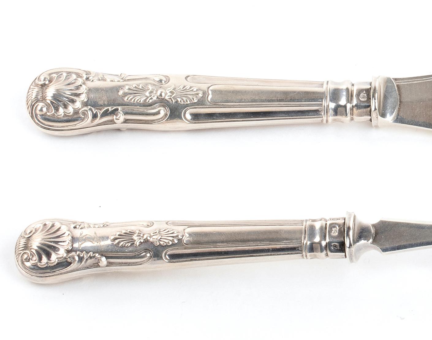 Engraved Refined Pair of Victorian Silverware, by Martin Hall & Co., 1854-1863