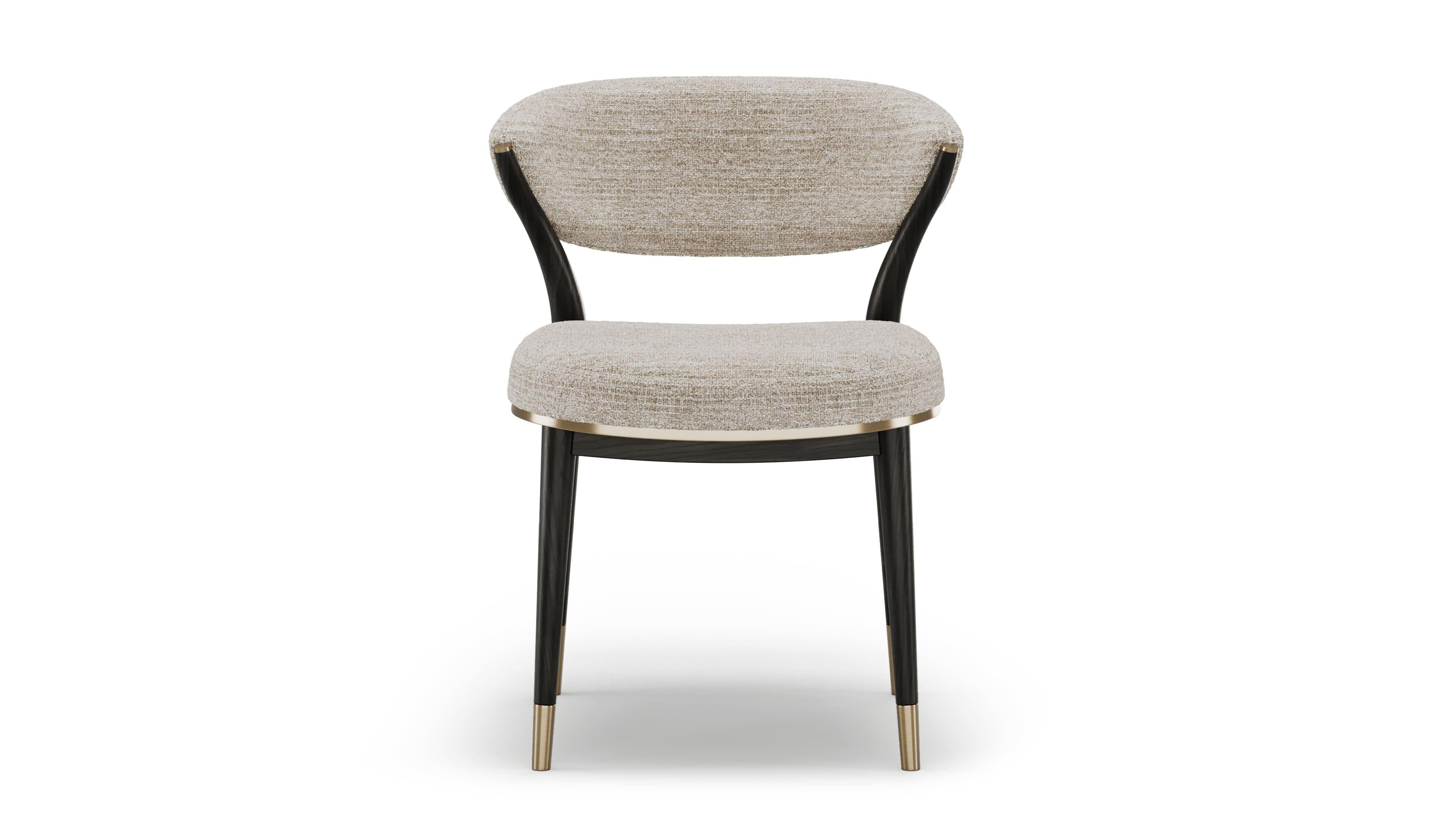 Mid-Century Modern Refined Palmer Chair In Stained Oak and Brass Details - No Arms Version For Sale