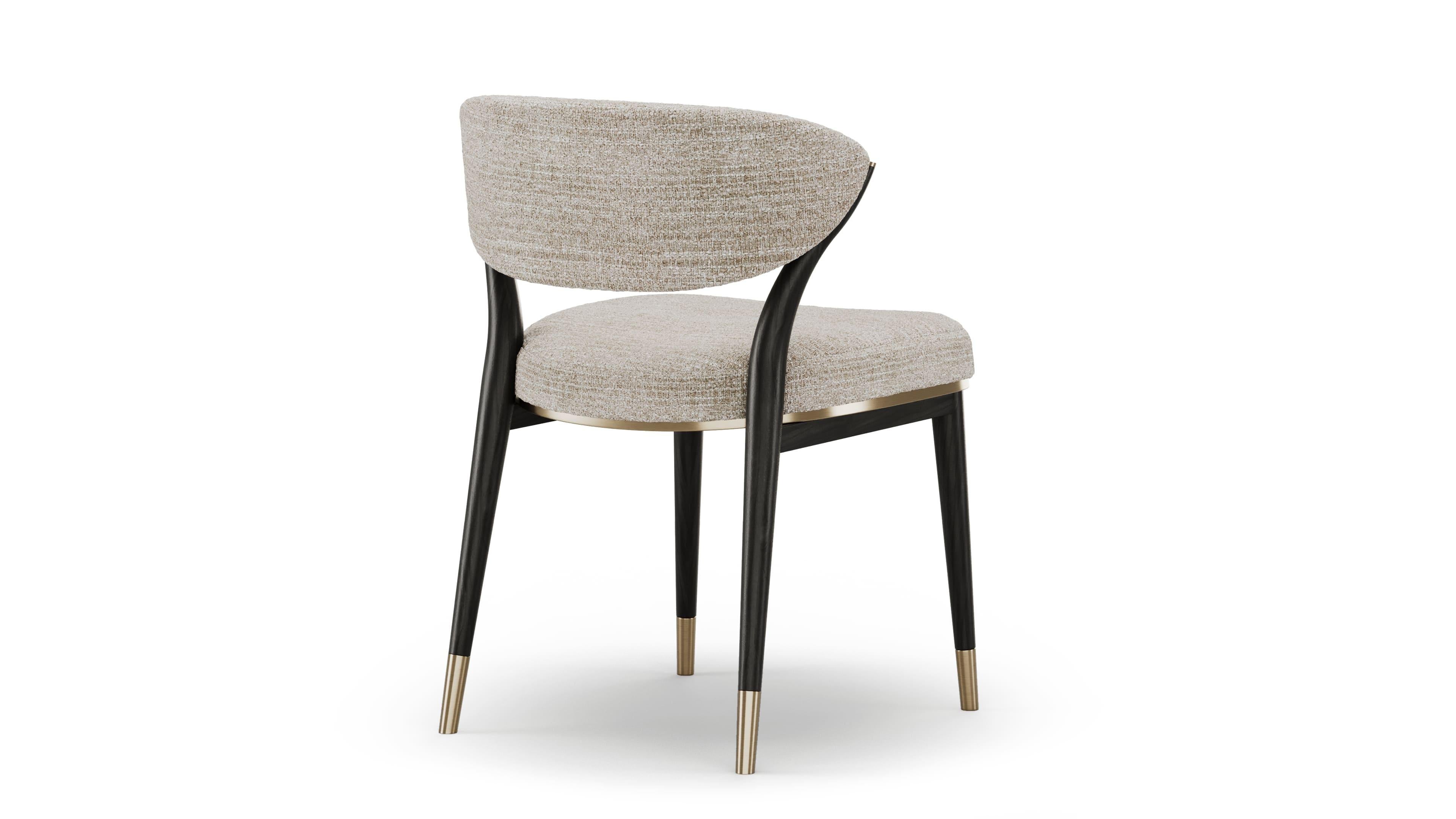 Polished Refined Palmer Chair In Stained Oak and Brass Details - No Arms Version For Sale