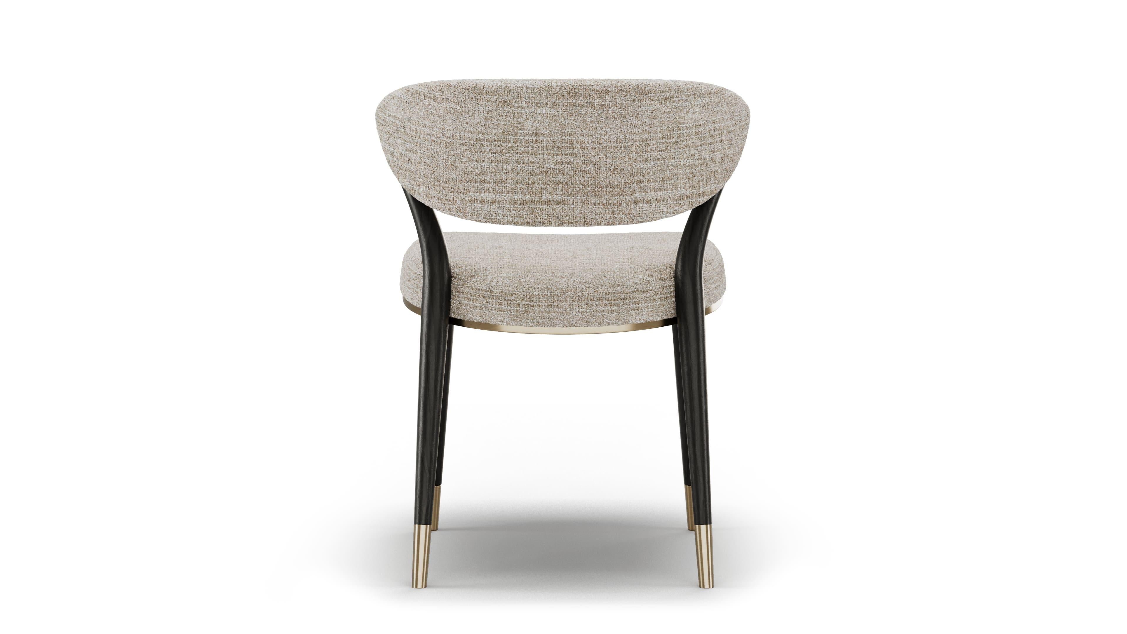 Refined Palmer Chair In Stained Oak and Brass Details - No Arms Version In New Condition For Sale In Freamunde, PT