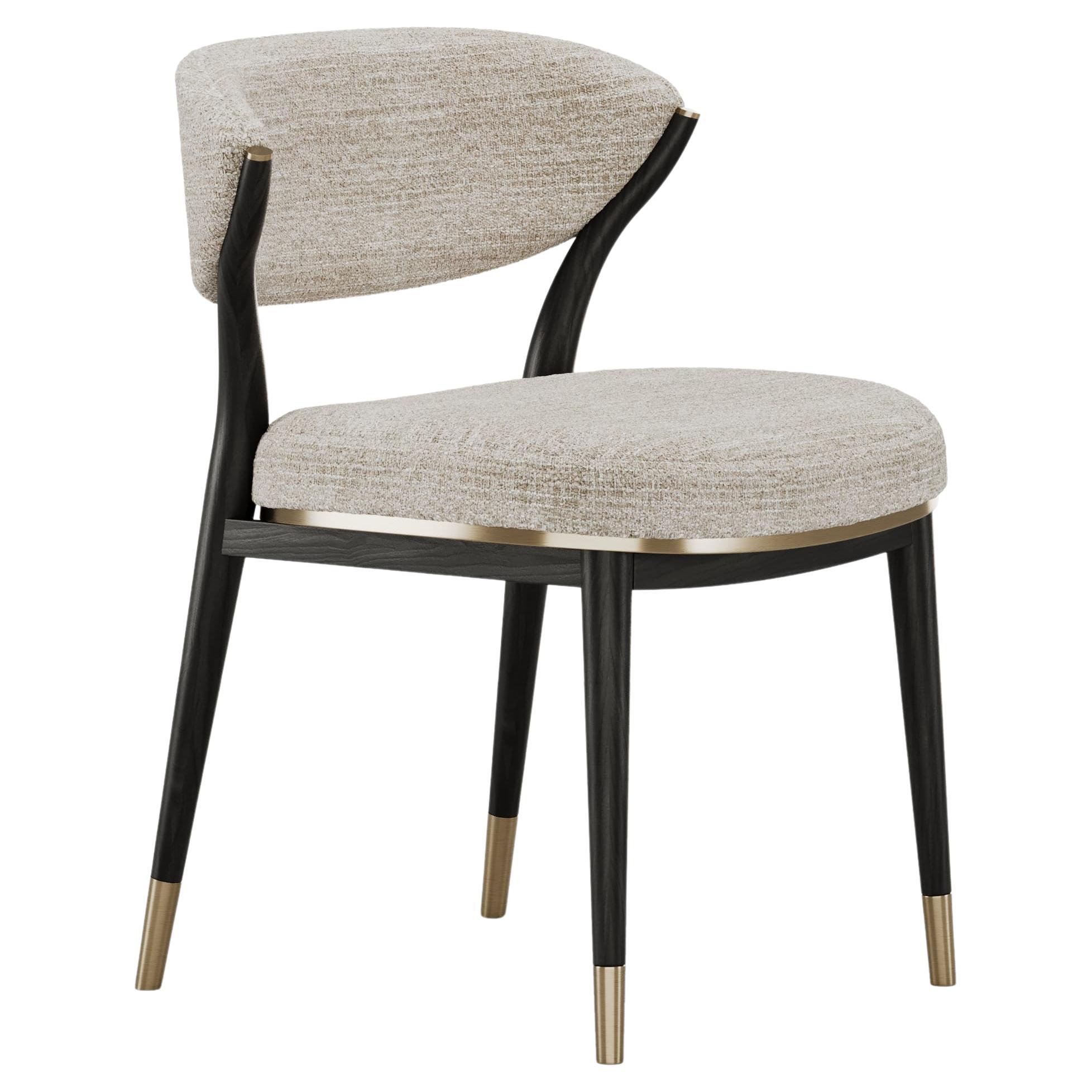 Refined Palmer Chair In Stained Oak and Brass Details - No Arms Version