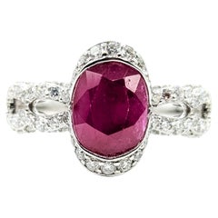 Refined Ruby & Diamond Split-Shank Ring in Platinum