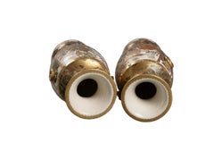 REFINED set of GILT SATSUMA vases, in a baluster shape stoneware with figures