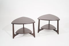 Refined Set of Sculpted Walnut End Tables, circa 1950s