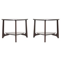 Refined Set of Sculpted Walnut End Tables, circa 1950s