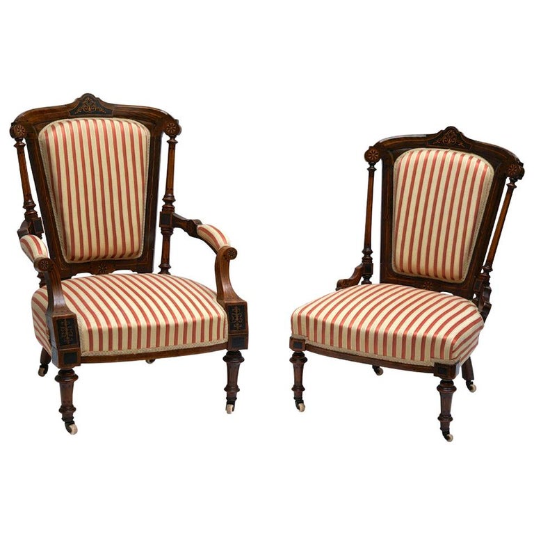 Refined Set of Two Victorian Low Chairs For Sale at 1stdibs