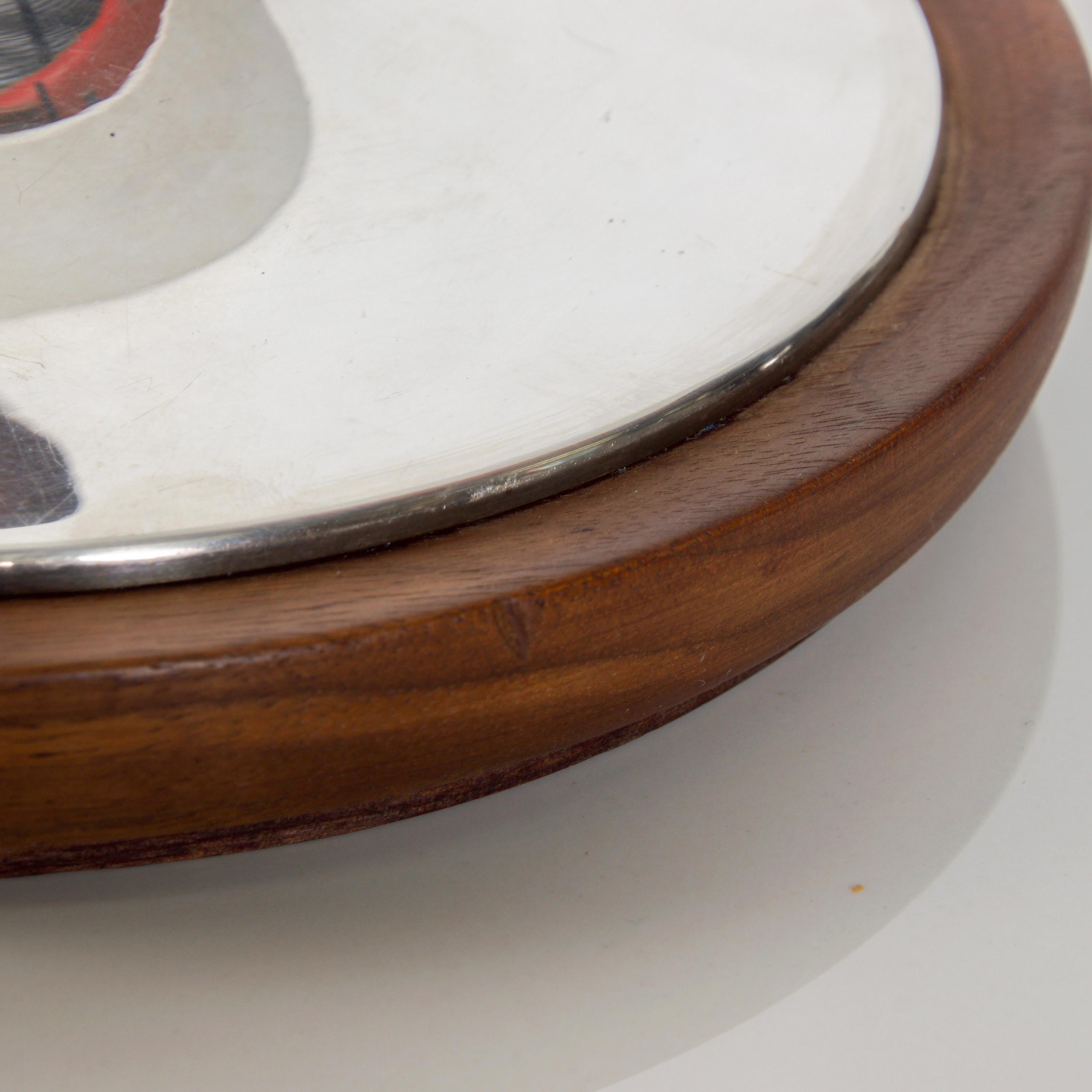 Refined Silver Ice Bucket Modern Walnut Wood Trim by International, 1960s 3