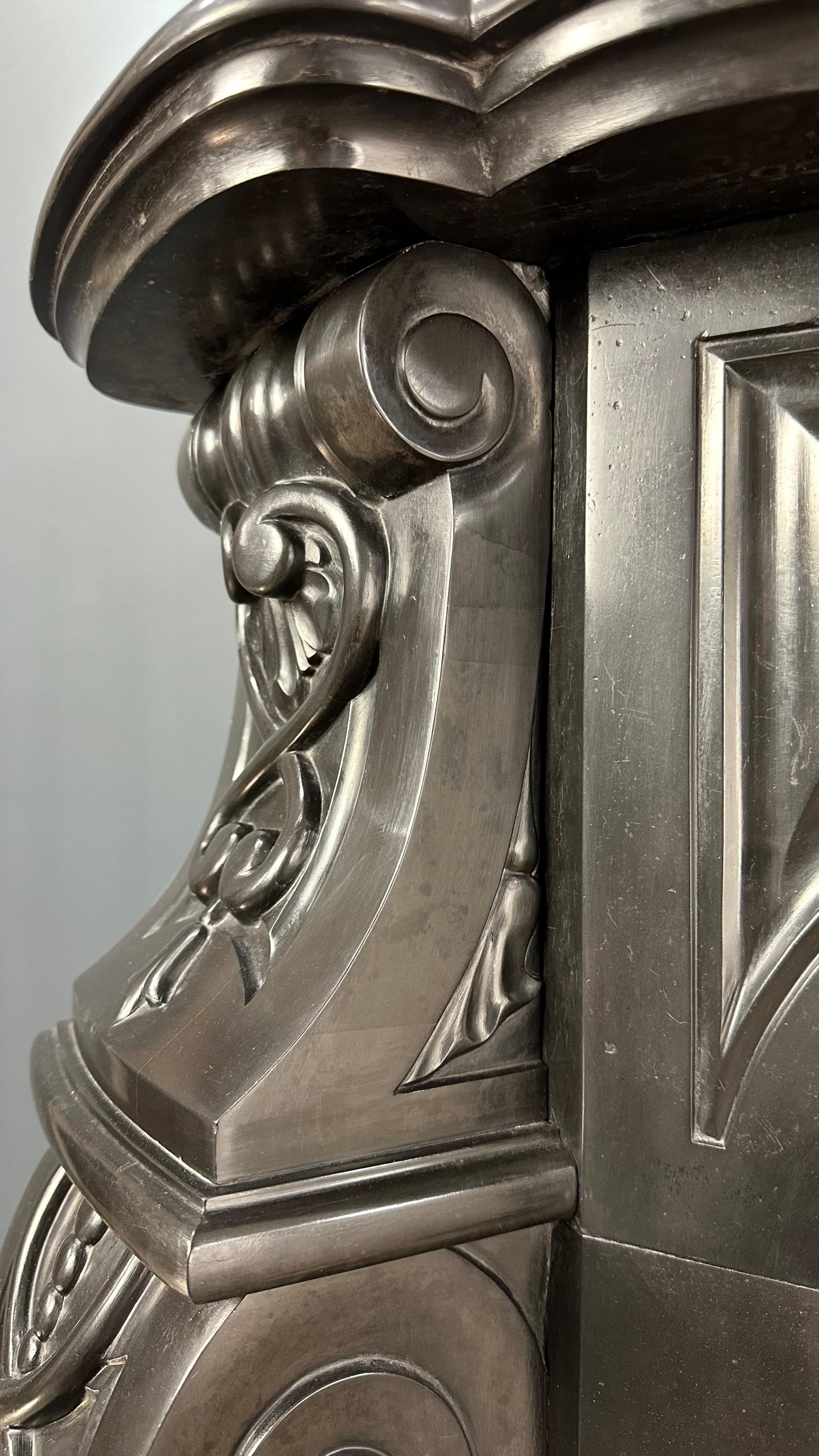 Refined Splendor: Louis XV Style Noir de Mazy Antique Marble Front Fireplace For Sale 4