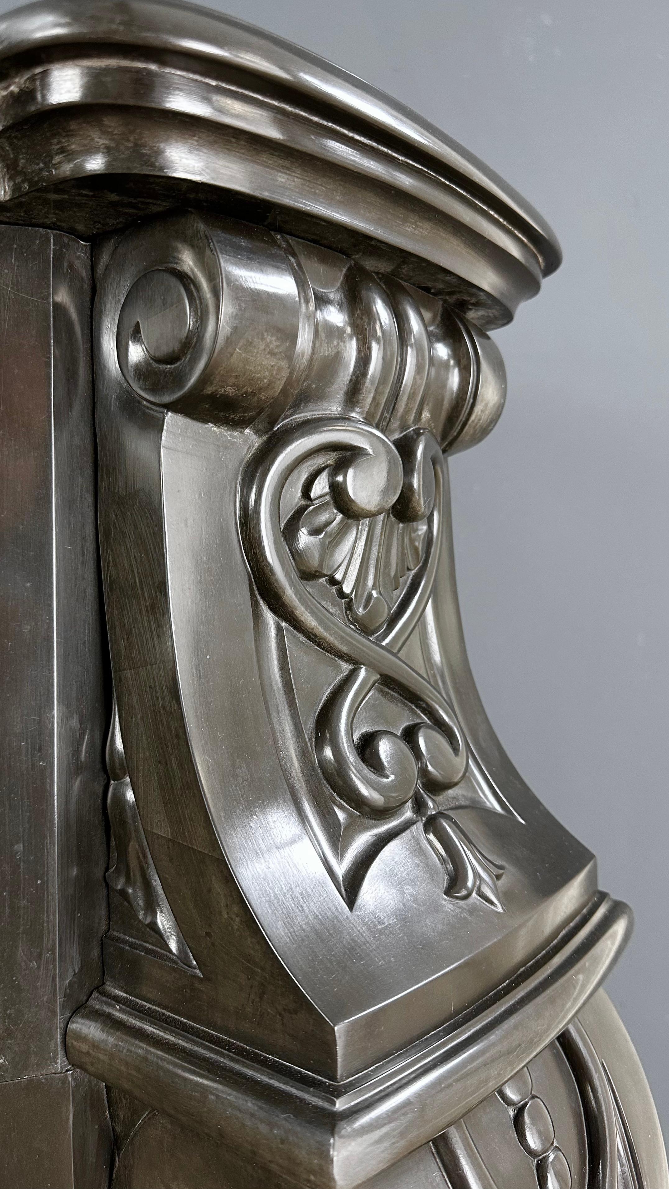 Refined Splendor: Louis XV Style Noir de Mazy Antique Marble Front Fireplace For Sale 5