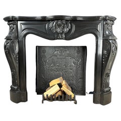 Refined Splendor: Louis XV Style Noir de Mazy Antique Marble Front Fireplace